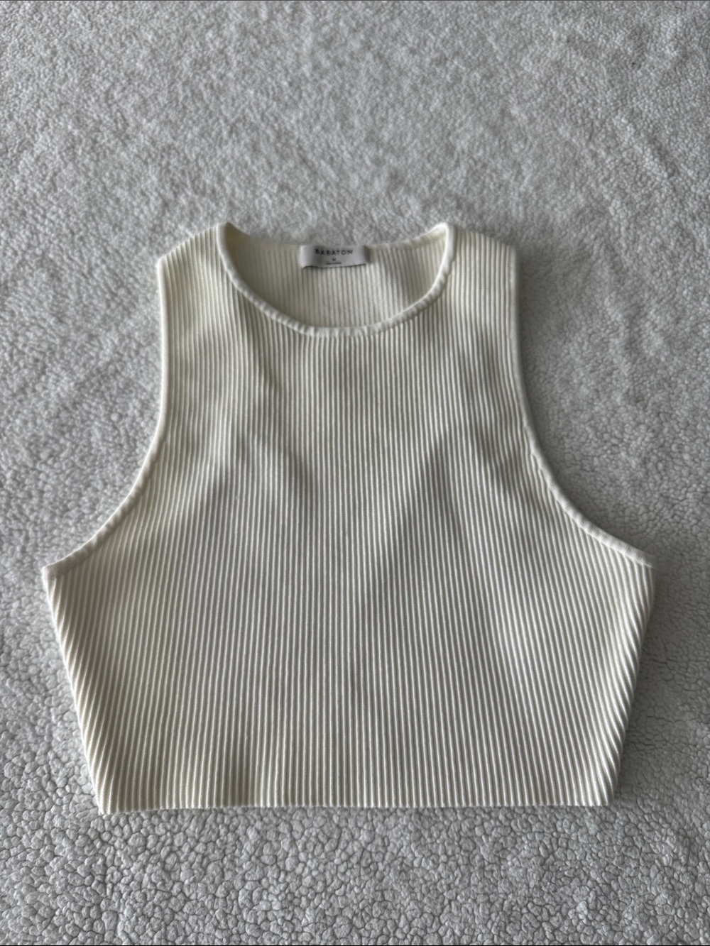 Aritzia Ribbed Cropped Tank - Ivory Cream
